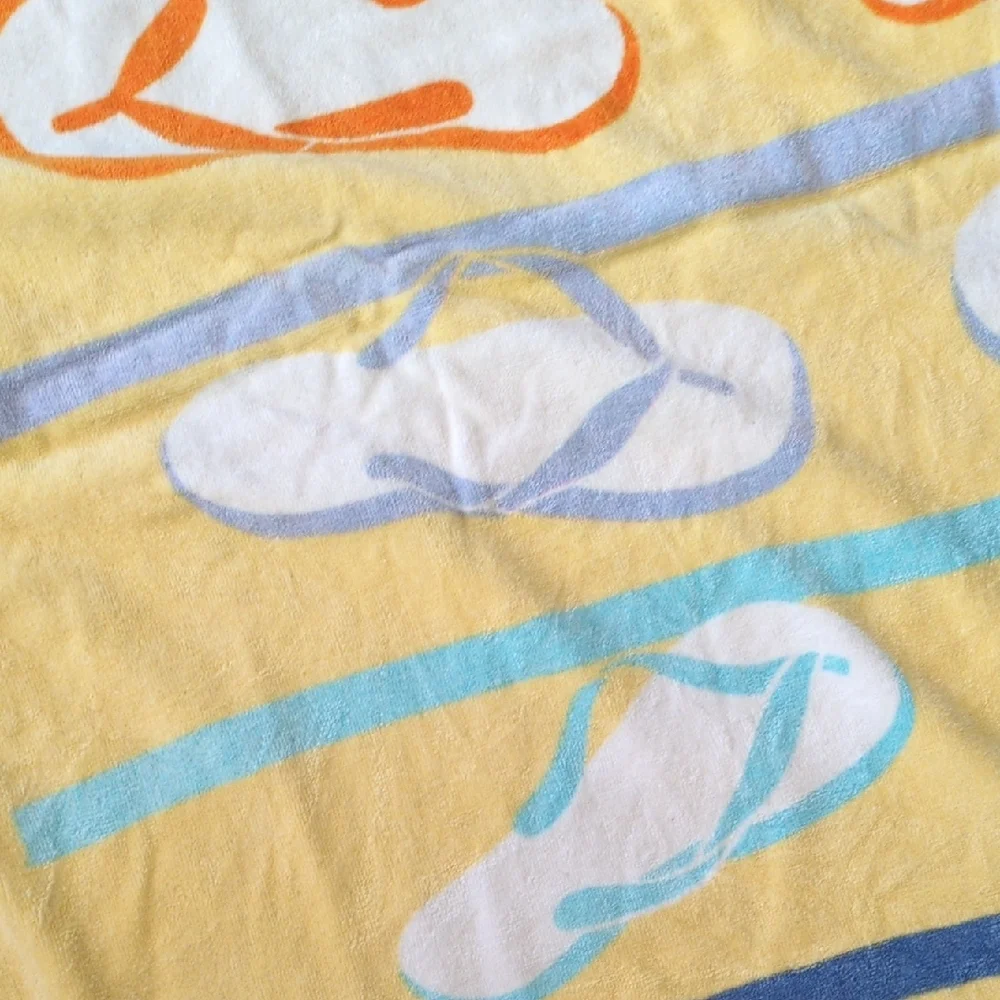 Vintage Gramercy International Beach Towel - Yellow Rainbow Flip Flop Shoes
